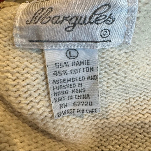 Crochet Button Up Sweater Vest Cream Tan Brown Grannycore size Large - Picture 5 of 5